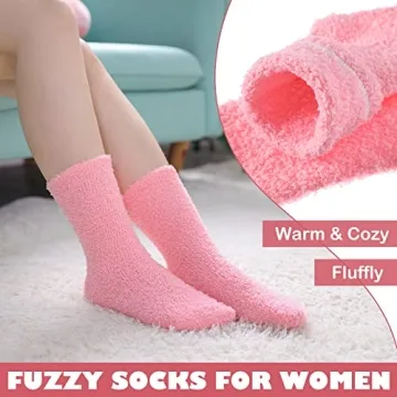 Soft Fuzzy Winter Socks for Women - 5 Pack