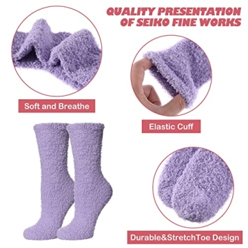 Soft Fuzzy Winter Socks for Women - 5 Pack