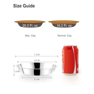 VENTION Medium Shallow Cat Food Bowls, Outer Dia. 7.3 in Whisker Fatigue Cat Bowl, Stainless Steel C...