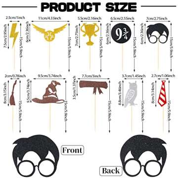 CCINEE 40 Pack Glitter Wizard Cupcake Toppers for Magical Celebrations