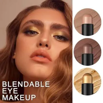 FOCALLURE 3PCS Cream Matte and Shimmer Eye Brightener Stick,Light to Dark Orange Eyeshadow Pencil,Long Lasting Eye Shadow Highlighter Stick Makeup,Gold Rush