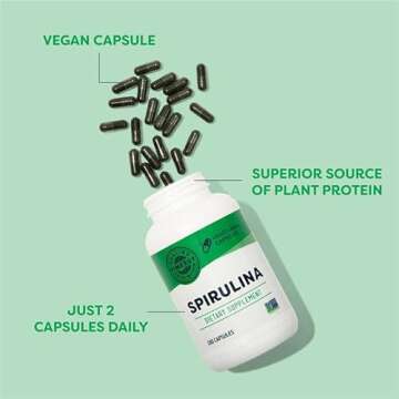 Vimergy Spirulina Capsules – Concentrated Plant Protein Supports Immune Health & Cardiovascular Function – Vegan, Kosher, Gluten-Free – 180 Capsules
