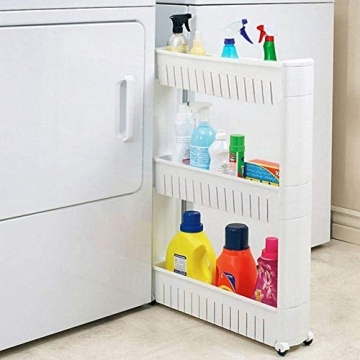 Modern Home Narrow Sliding Storage Organizer Rack - Efficient & Stylish Storage Solution for Laundry...