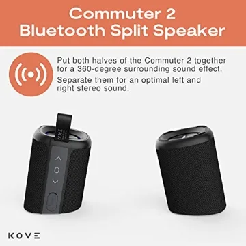 KOVE Commuter 2 Portable Bluetooth Speaker HD Sound Deep Bass