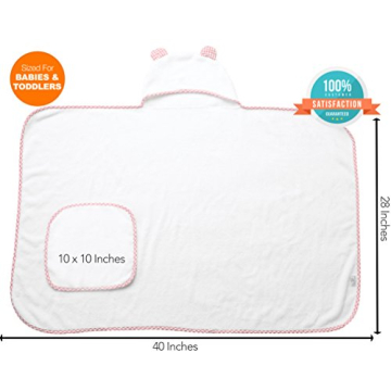 Channing & Yates Premium Boutique Baby Towels for Girls - Hooded Girl Towel & Washcloth Set - Organic Viscose Made from Bamboo Baby Towels with Hood - Baby Girl Bath Towels (Pink)