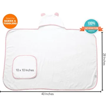 Channing & Yates Premium Boutique Baby Towels for Girls - Hooded Girl Towel & Washcloth Set - Organic Viscose Made from Bamboo Baby Towels with Hood - Baby Girl Bath Towels (Pink)