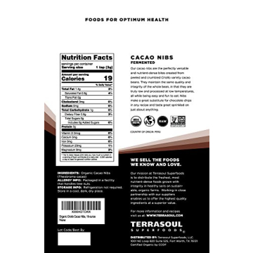 Terrasoul Superfoods Raw Organic Cacao Nibs - Pure Superfood Crunch