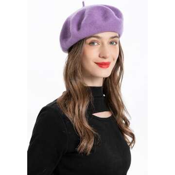 Stylish Lavender ZLYC Wool Beret Hat Classic French Design for Women