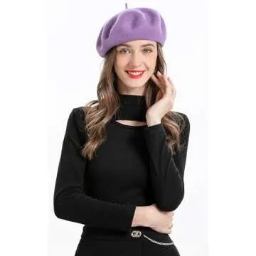 Lavender ZLYC Wool Beret Hat for Women - Classic Style