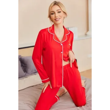 Ekouaer Women's Soft Long Sleeve Pajama Set Cozy Sleepwear