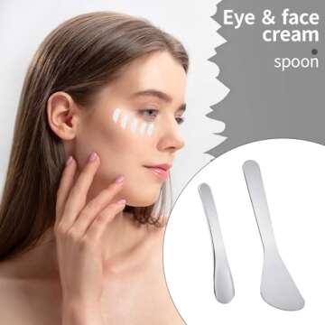 2Pcs Mini Metal Cosmetic Spatulas, Makeup Spatulas, Skincare Spatula, Cream Spatula, Beauty Accessor...