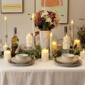 NURADA Flickering Flameless Candles: Built-in Star String Lights Acrylic 3D Wick Battery Operated LED Pillar Candles with Remote and Timer for Romantic Mood Home Decoration - 3 Pack Pure White