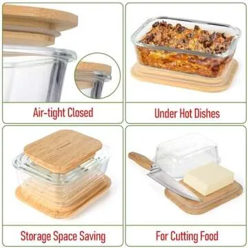 Stylish Glass Food Storage Containers Set with Bamboo Lids