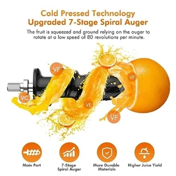 KOIOS Upgraded Cold Press Juicer - Simple & Powerful Design