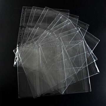 6 Pocket Coin Pages, 10 Sheets Plastic Coin Holders Stamp Collector Supplies for Coin Stamp Currency Collection
