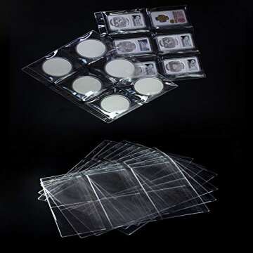 6 Pocket Coin Pages, 10 Sheets Plastic Coin Holders Stamp Collector Supplies for Coin Stamp Currency Collection