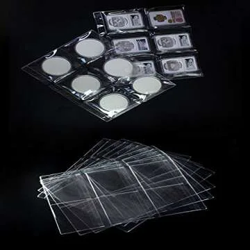 6 Pocket Coin Pages, 10 Sheets Plastic Coin Holders Stamp Collector Supplies for Coin Stamp Currency Collection