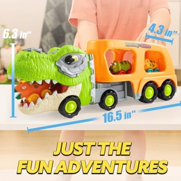 JOYIN Dinosaur Truck Toys for Kids Age 3-5 with Music & Lights