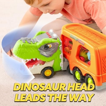 JOYIN Dinosaur Truck Toys for Kids Age 3-5 with Music & Lights