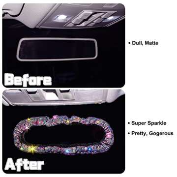 Universal Bling Bling Car Rearview Mirror Accessories,Mirror Elastic Plush Decorative Cover with Shiny Colorful Rhinestones for Women(Mirror)