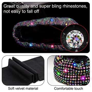 Universal Bling Bling Car Rearview Mirror Accessories,Mirror Elastic Plush Decorative Cover with Shiny Colorful Rhinestones for Women(Mirror)