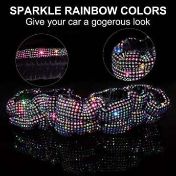 Universal Bling Bling Car Rearview Mirror Accessories,Mirror Elastic Plush Decorative Cover with Shiny Colorful Rhinestones for Women(Mirror)