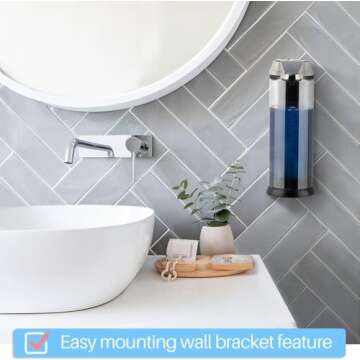 Secura 17oz Automatic Liquid Soap Dispenser, Touchless Battery Operated Hand Soap Dispenser with Adjustable Soap Dispensing Volume Control Dial, Personal Care Dispenser (Brushed Nickel)