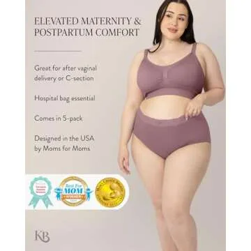 Kindred Bravely High Waist Postpartum Underwear & C-Section Recovery Maternity Panties, 5 Pack (Neutrals, Large)