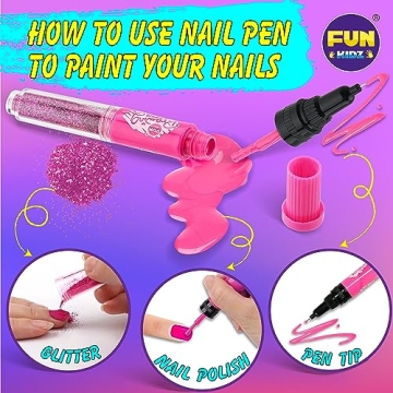 FunKidz Nail Art Set for Kids, Easy-to-Use Nail Polish Pens
