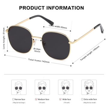SOJOS Classic Square Sunglasses UV400 Protection Trendy Big Frame