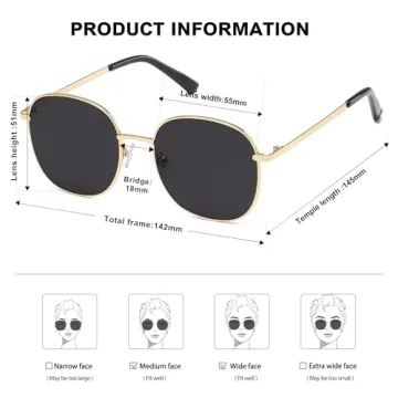 SOJOS Classic Square Sunglasses UV400 Protection Trendy Big Frame