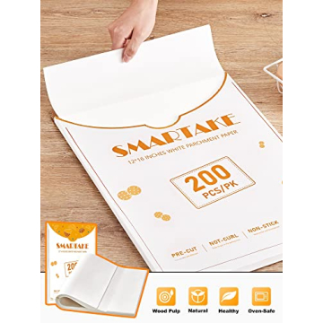 SMARTAKE 200 Pcs Non-Stick Parchment Baking Sheets