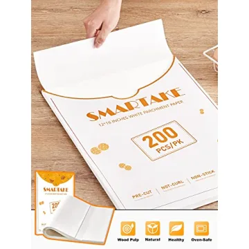 SMARTAKE 200 Pcs Non-Stick Parchment Baking Sheets