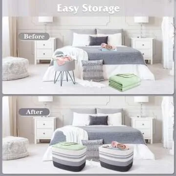 WISELIFE Storage Basket 3 Pack, Laundry, Blanket, Cotton Rope and Woven Baskets for Organizing, toy storage for Living room, laundry room, Bedroom, Nursery, Grey