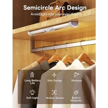 Joyzy Motion Sensor Closet Light - Rechargeable & Eye-Protecting