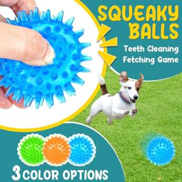 PatsFran Puppy Toys Dog Balls, 5 Pack Interactive Dog Toys, 2.5" Squeaky Balls and Treat Balls, Dog Chew Toys for Small to Medium Dogs Teething and IQ Training