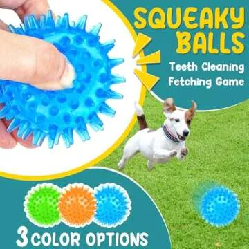 PatsFran Puppy Toys Dog Balls, 5 Pack Interactive Dog Toys, 2.5" Squeaky Balls and Treat Balls, Dog Chew Toys for Small to Medium Dogs Teething and IQ Training