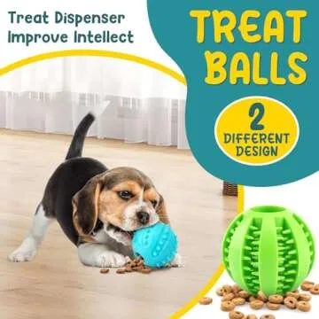 PatsFran Puppy Toys Dog Balls, 5 Pack Interactive Dog Toys, 2.5" Squeaky Balls and Treat Balls, Dog Chew Toys for Small to Medium Dogs Teething and IQ Training