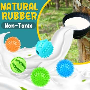 PatsFran Puppy Toys Dog Balls, 5 Pack Interactive Dog Toys, 2.5" Squeaky Balls and Treat Balls, Dog Chew Toys for Small to Medium Dogs Teething and IQ Training