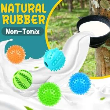 PatsFran Puppy Toys Dog Balls, 5 Pack Interactive Dog Toys, 2.5" Squeaky Balls and Treat Balls, Dog Chew Toys for Small to Medium Dogs Teething and IQ Training