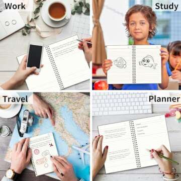 EOOUT 4 Pack Spiral Lined Notebook, Ruled Journals Notebooks, Soft Cover Notebook, 80 Sheets, 160 Pages,100 GSM,Lined Paper, 5 x 8 Inches, for Gifts, Office, School Supplies