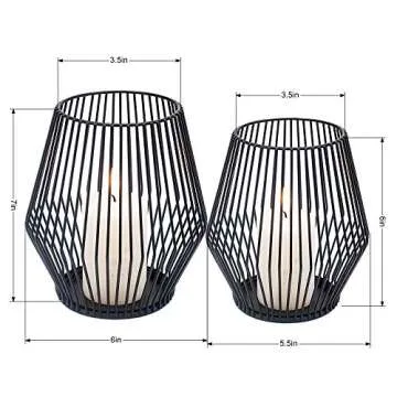 Matte Black Metal Wire Candle Holders Set of 2 - Vintage Decorative Candle Stand for Indoor Outdoor Events,Parties and Wedding Decorations Large A