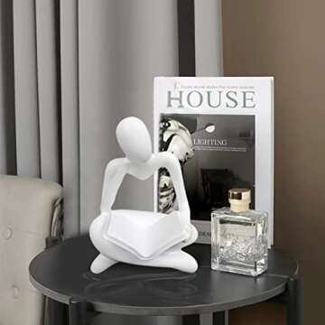HAFKOIS Thinker Statue Reading Women Figurine Abstract Art Sculpture Home Decor Modern White Decor Accents White Thinker Figurines for Living Room Shelves Bookshelf Office Shelf Desktop Decor