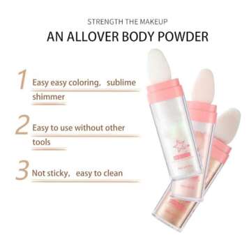 3 Color Glitter Powder Highlighter Makeup, Body Brightens the Natural Three-Dimensional Face Blusher Fairy Highlight Patting Powder.