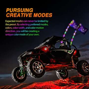 Nilight 2PCS 4FT RGB LED Whip Lights for ATV UTV Safety