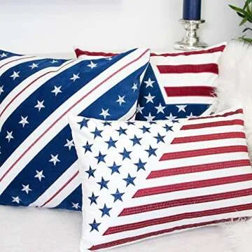 Homey COZY American Flag Velvet Rectangle Throw Pillow Cover,Patriotic Series Flag Lumbar Sofa Couch Decorative Pillow Case for Independence Day 4th July Home Decor 14x20, Cover Only