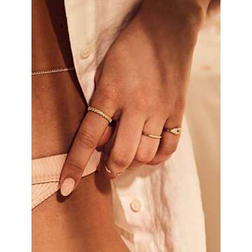 MEVECCO Gold Cubic Zirconia Blue Evil Eye Stacking Ring,14K Gold Plated Dainty Sapphireblue Colored Band Stackable Rings