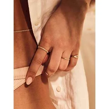 MEVECCO Gold Cubic Zirconia Blue Evil Eye Stacking Ring,14K Gold Plated Dainty Sapphireblue Colored Band Stackable Rings