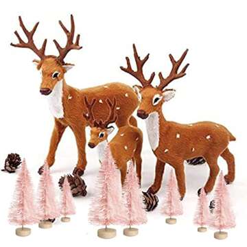 Jlong 8PCS Artificial Mini Christmas Trees, Bottle Brush Trees with Wood Base, Artificial Frosted Si...