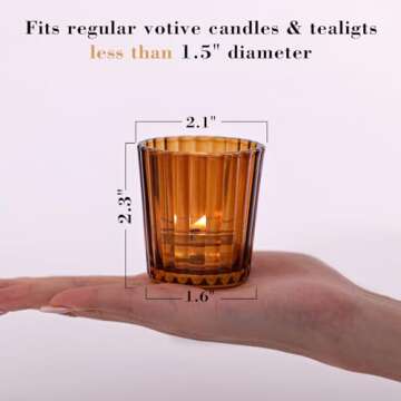 NITIME 24pcs Vintage Ribbed Amber Votive Candle Holders for Elegant Decor